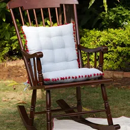 Ratan Cart Light Blue & White 2 Pieces Striped Cotton Square Chair Pads-image-77