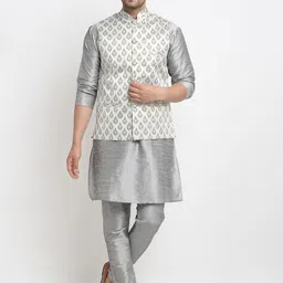 Kaifoo Men Regular Dupion Silk Kurta with Churidar-picture-2