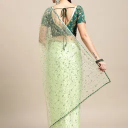 Warthy Ent Floral Embroidered Net Saree image 4