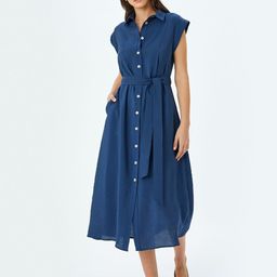 Koton Women Shirt Collar Shirt Midi Dress-image-56