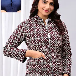Vasjac Women Printed Reversible Open Front Jacket-15