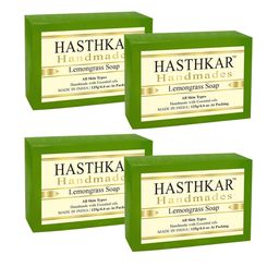 Hasthkar Set of 4 Lemongrass Handmade Soaps for All Skin Types - 125 g Each-89