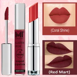 MI FASHION Set of Liquid Lipstick 3.5ml - 01 & Creamy Matte Lipstick 3.5g - 04-42