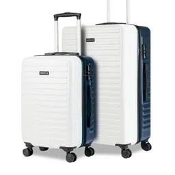Assembly White Set Of 2 Textured Hard Cabin-Sized Large-Sized Trolley Bags 40L 85L-60