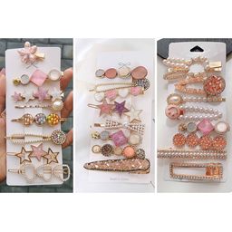 Pinapes Girls Set of 20 White & Pink Embellished Hair Accessories-94
