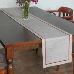 ZEBA Grey & Red Embroidered Table Runner-55