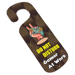 CVANU Brown & Yellow Do Not Disturb Painted Wooden Sign Hanger-picture-17