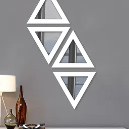 Art Street Set Of 4 White Solid Triangle-Shaped Wall Mirror-32