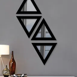 Art Street Set Of 4 Black Solid Decorative Triangle-Shaped Wall Mirrors-16