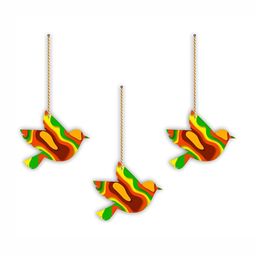 CVANU Yellow & Green  3 Pieces Bird Shaped Wood Wall Decor-picture-25