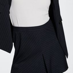 MANGO Women Navy Blue & White Pinstripe A-Line Mini Skirt-picture-29