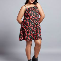 Globus Gloplus Cherry Print Square Neck Strappy Sleeves A-Line Mini Plus Size Dress-picture-5