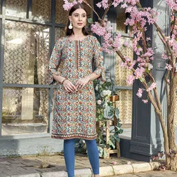Anouk Floral Printed Round Neck Straight Kurta-image-75