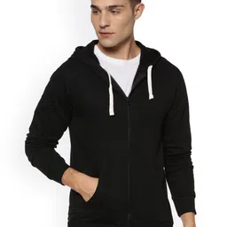 Campus Sutra Men Black Solid Hooded Sweatshirt-picture-36