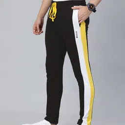 The Indian Garage Co Men Charcoal Grey Solid Regular Fit Track Pants with Side Stripes-image-58
