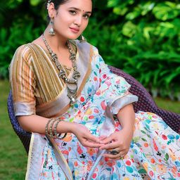 KALINI Floral Printed Zari Kota Saree-53