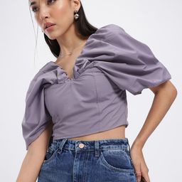 glitchez Power Play Gather-Detail Crop Top-23