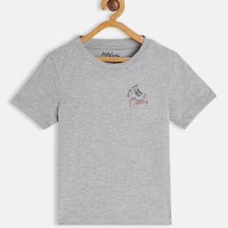 METRO KIDS COMPANY Boys Grey Melange Solid T-shirt with Printed Detail-image-88