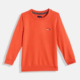 Allen Solly Junior Boys Orange Solid Sweatshirt-picture-20