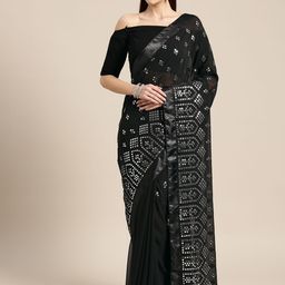 Inddus Black Mirrorwork Embellished Saree-picture-11