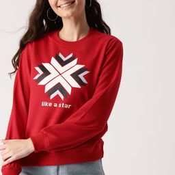 DressBerry Women Red Printed Sweatshirt-image-80