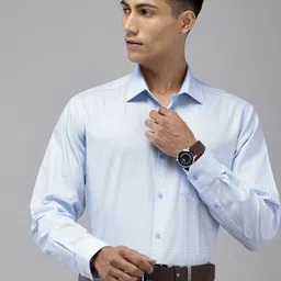 Van Heusen Pure Cotton Custom Fit Self Design Opaque Formal Shirt-image-56
