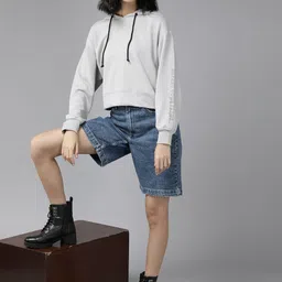 Roadster Women Grey Solid Hooded Sweatshirt-image-69