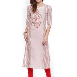 Geroo Jaipur Women Cream & Beige Embroidered Straight Kurta-image-32