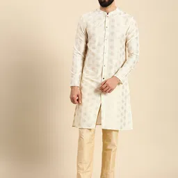 Anouk Men Beige & Gold-Toned Printed Kurta with Trousers-picture-37