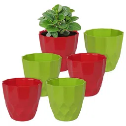 Kuber Industries Green 6 Pcs Textured Flower Pot-46