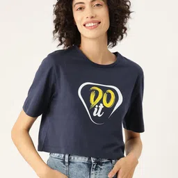 Slenor Women Typography Printed Regular Fit Crop T-shirt-image-97