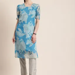Sun Fashion And Lifestyle Floral Printed Chanderi Silk Kurta-21
