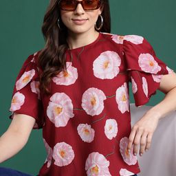 DressBerry Floral Print Flared Sleeve Top-picture-48