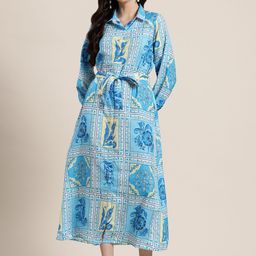 HERE&NOW Ethnic Motifs Print Shirt Midi Dress-image-18