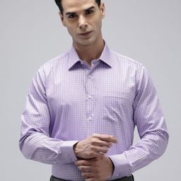 Van Heusen Slim Fit Micro Checks Opaque Pure Cotton Formal Shirt-image-98