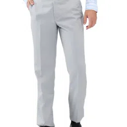 Park Avenue Grey Regular Fit Self Pattern Trousers-picture-7