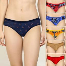AROUSY Red & Blue Printed Bikini Panties - Pack Of 6-image-62