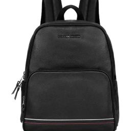 TOMMY HILFIGER Petersburg Black Textured Leather Laptop Backpack-picture-0