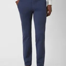 Peter England Light Navy Slim Fit Texture Trousers-picture-39