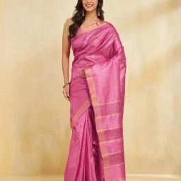 Fabindia Pink Regular Fit Woven Design Sarees-image-66