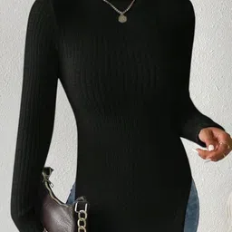StyleCast Women Ribbed High Neck Longline Pullover-picture-12