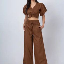 Moomaya Brown Cotton Regular Fit Co-Ord Set-picture-36