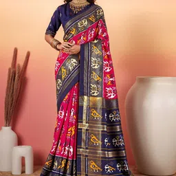 TIRA Ethnic Motifs Printed Tussar Saree-image-5