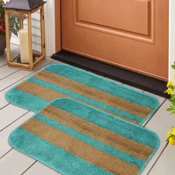 HOSTA HOMES Blue & Beige Polyester Door Mats - Set of 2-30