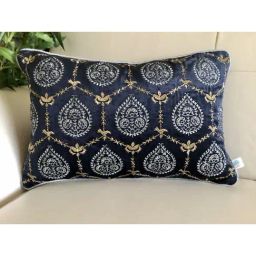 TARA Sparkling Homes Blue Embroidered Luxury Velvet Cushion Cover - Set of 1-image-41
