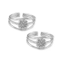 Taraash 92.5 Sterling Silver Floral Toe Rings for Women-image-19