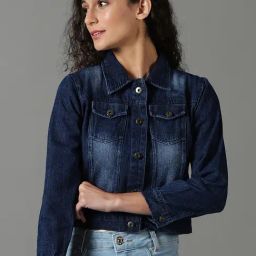 SHOWOFF Blue Regular Fit Denim Jacket-image-37