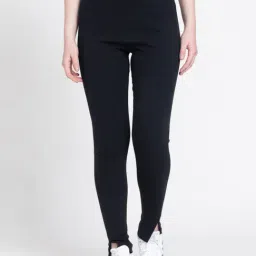 adidas Black Cotton Printed Sports Tights-image-127