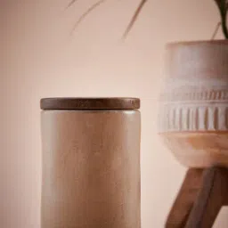 Fabindia Ayira Taupe Ceramic Jar (Large)-2