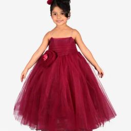 Foreverkidz Kids Maroon Applique Dress-image-60